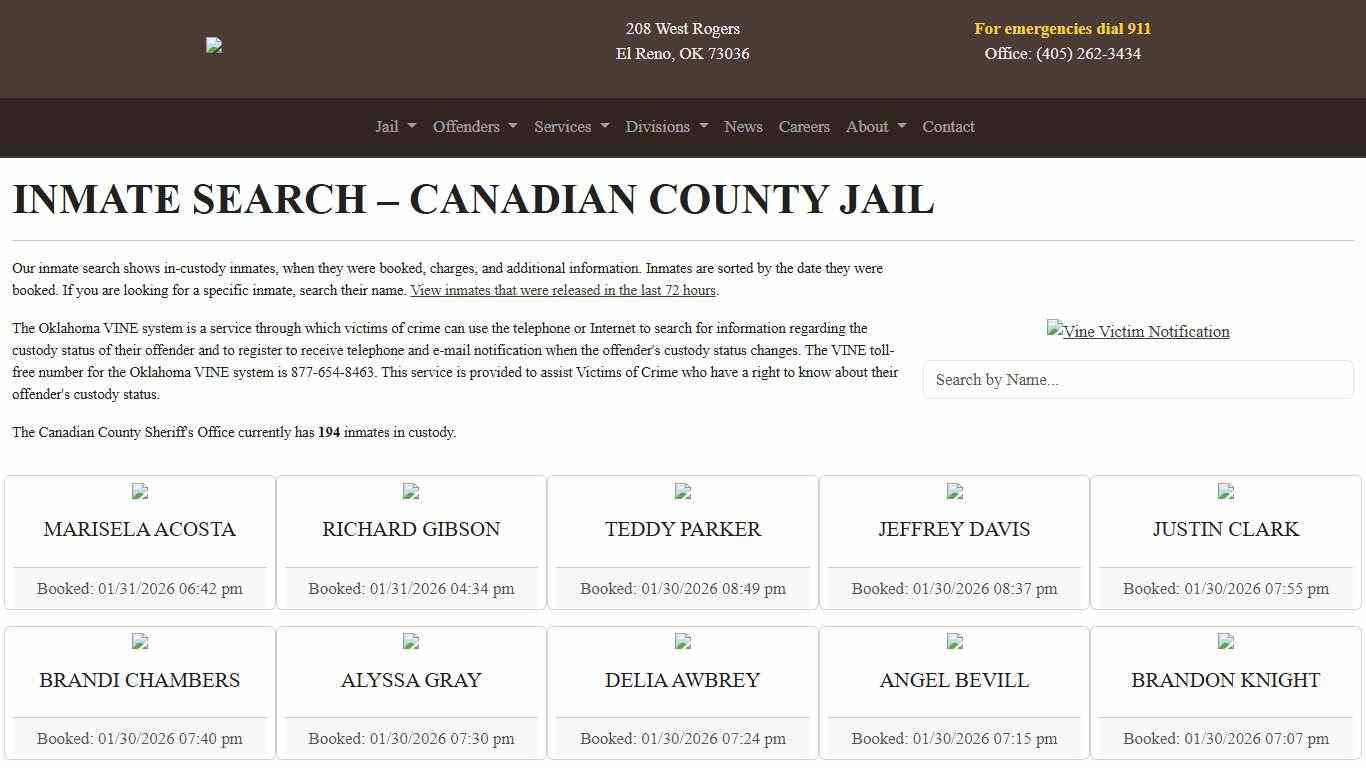 Inmate Search Canadian County Sheriff's Office