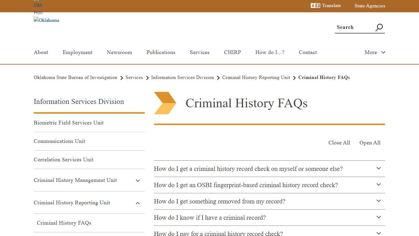 Criminal History FAQs